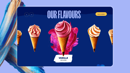 "Our Flavours" banner showcasing a trio of Extreme ice cream cones against a dark blue background.