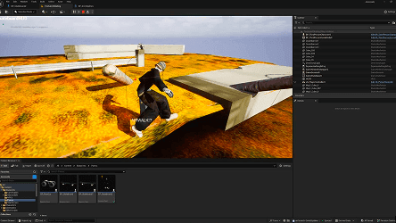 A screenshot of a 3D game environment being edited within a professional game development engine.