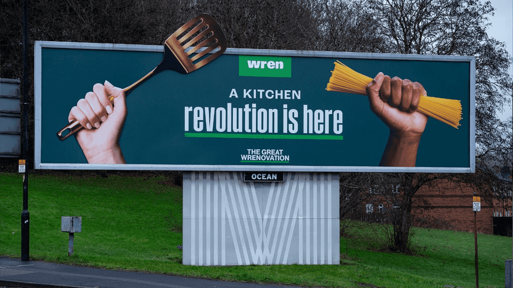 billboard for an advert showing wrens ktichens